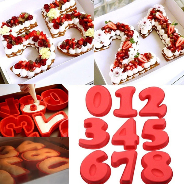 Large Silicone Number Cake Tin Mould Birthday Anniversary 0 1 2 3 4 5 6 7 8 