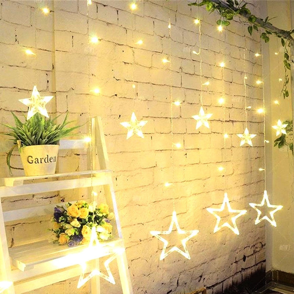 Star Shaped LED String Light Curtain Window Bedroom Xmas Fairy Lamp Home Decor 