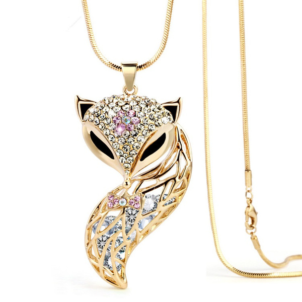 Fashion Women Zircon Crystal Rhinestone Necklace Pendant Sweater Chain Jewelry Fashion Women Zircon Crystal Rhinestone Necklace Pendant Sweater Chain Jewelry