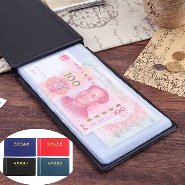Paper Money Collection Album Storage 20 Pages Banknote Holder Book Blue 