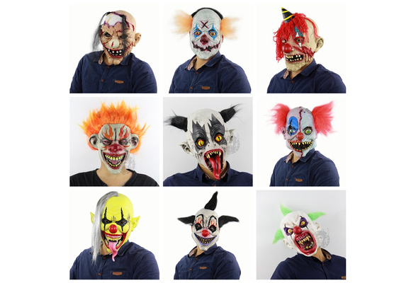 Horror Mask Scary Clown Halloween Full Face Mask Mischievous Devil Ghoul Party 