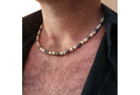 Mens wooden clearance beaded necklaces