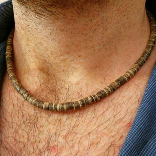Silver Skull Two-tone Surfer Beaded Necklace Bracelet, Men's Beach Jewelry