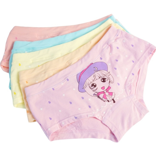 Cheap Cartoon Printed Kawaii Panties Boxer Kids Girls Cute Cotton