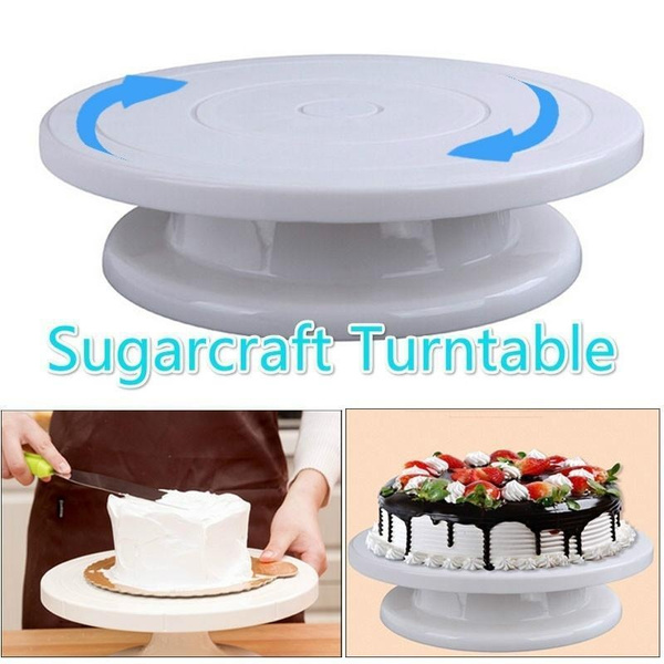 BakeGuru® 28cm Cake Turntable Revolving Decorating Stand | Plastic White |  360 Degree Smooth Turn | BSI 51 - bakeguru.co.in