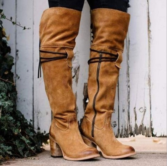 cognac suede knee high boots