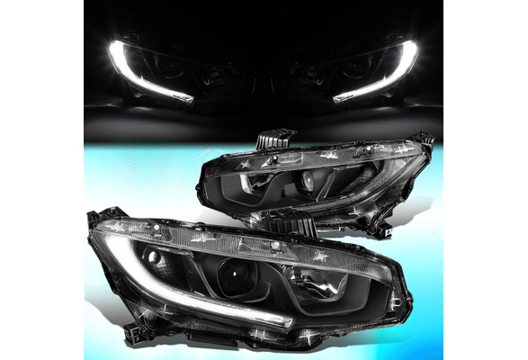 For 16-18 Honda Civic DNA Motoring HL-OH-HC16-CH-CL1 Pair Chrome Housing LED DRL Headlight For 16-18 Honda Civic DNA Motoring HL-OH-HC16-CH-CL1 Pair Chrome Housing LED DRL Headlight