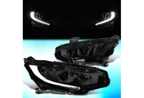 For 16-18 Honda Civic DNA Motoring HL-OH-HC16-CH-CL1 Pair Chrome Housing LED DRL Headlight For 16-18 Honda Civic DNA Motoring HL-OH-HC16-CH-CL1 Pair Chrome Housing LED DRL Headlight