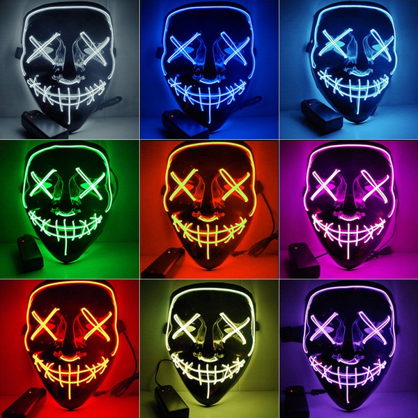 Halloween LED Mask EL Wire DJ Party Festival Halloween Costume Luminous ...