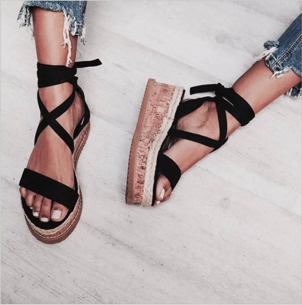 One Step Ahead Lace-Up Platform Sandals | Nasty Gal