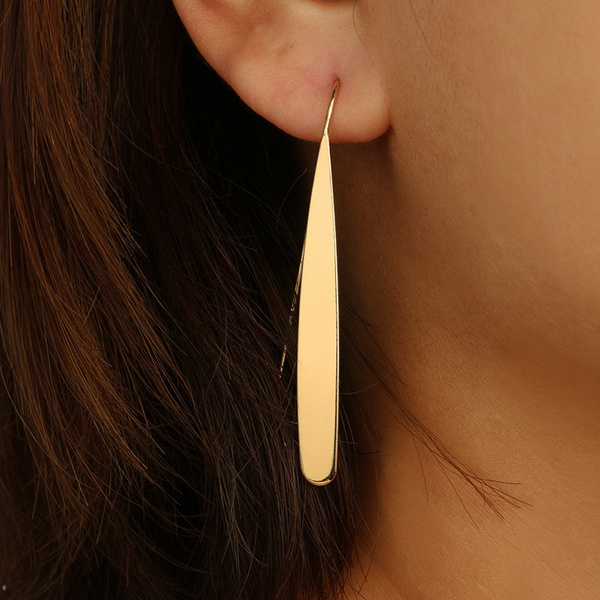 long straight gold earrings