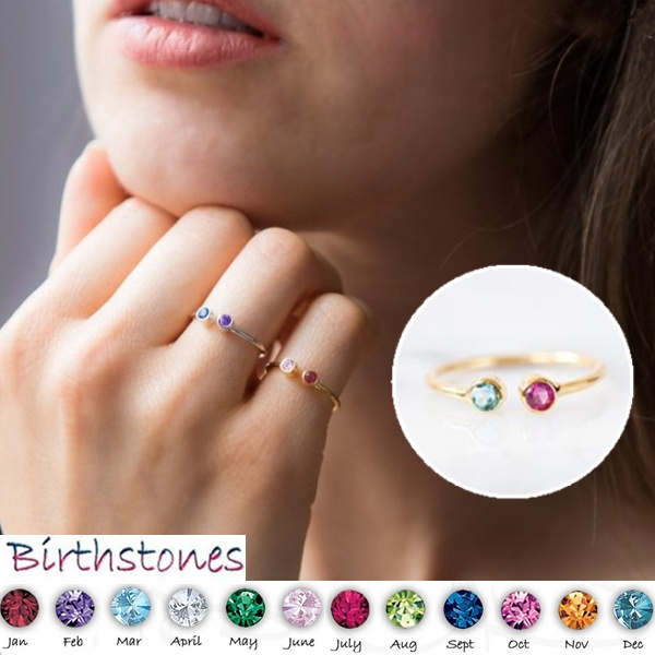 Dual birthstone 2025 couples ring