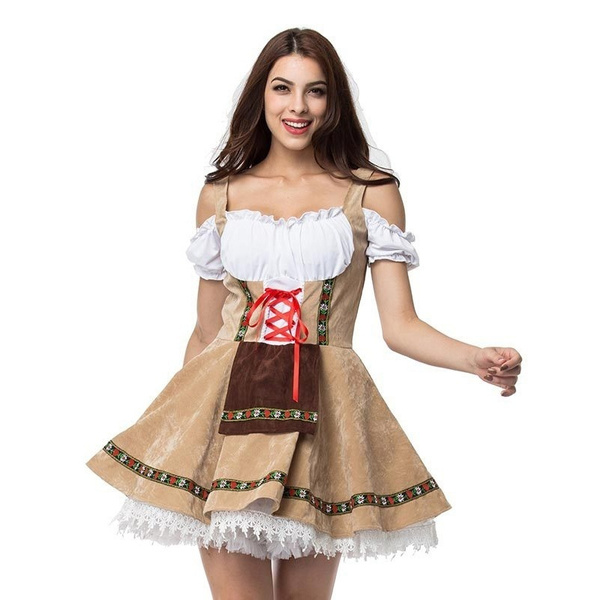 peddling Uendelighed henvise Plus Size Maid Fancy Dress Cosplay German Beer Girl Costume Dirndl  Deguisement Halloween Costumes For Women Oktoberfest | Wish