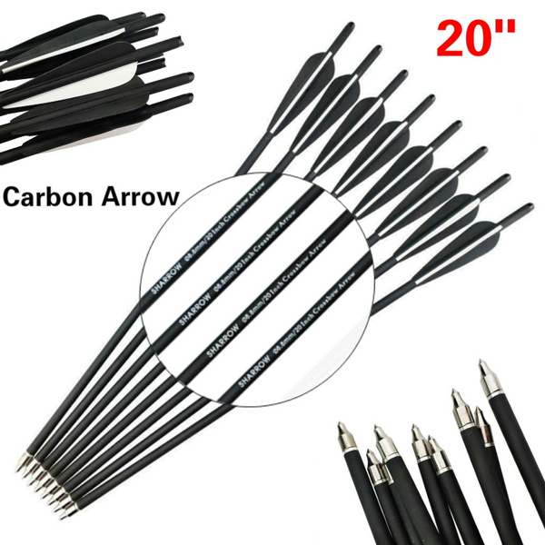 20'' Archery Crossbow Carbon Arrows Bolts Target Tips Hunting Shooting 4" Vanes 