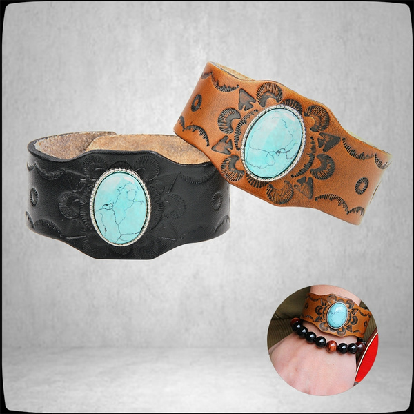 Punk Leather Wristband Bracelet