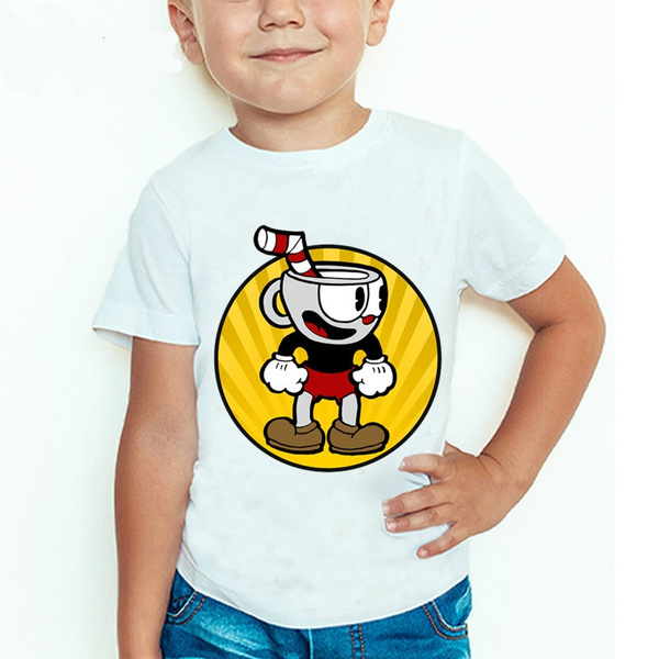 Children Cuphead Mugman LOBBER cartoon Print Funny T-Shirts Kids Tops ...