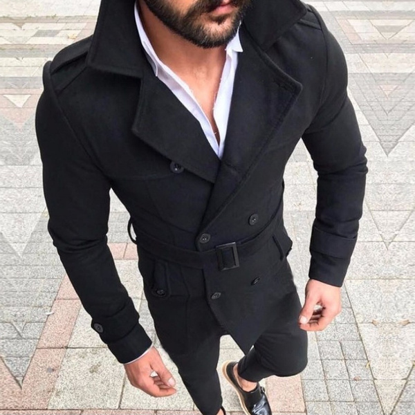 Men's Black Leather Reefer Coat | Leather Jacket Master