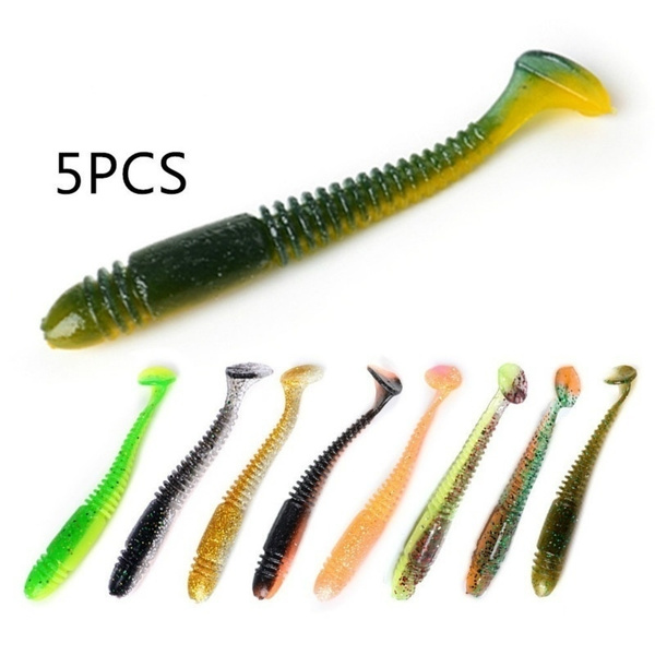 5 PCS Fishing Lure Worm Soft Worm Fishing Bait Fishing Tackle Accessories
