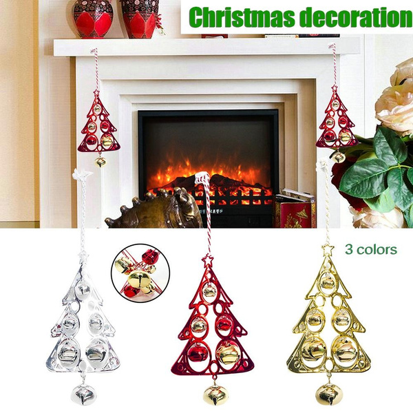 Christmas Tree Shaped Metal Bell Pendant Decoration Christmas Ornaments Holiday Decoration Wish
