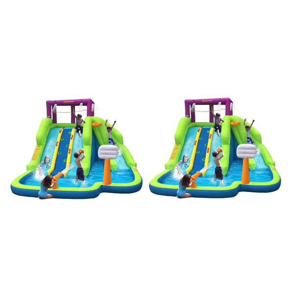 Kahuna triple blast kids outdoor inflatable hot sale splash pool backyard water slide