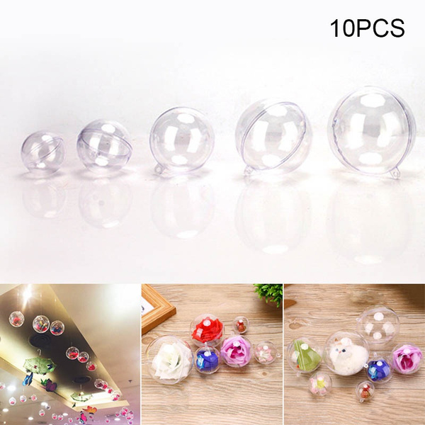 Klinkamz 10pcs Transparent Balls Sphere Baubles DIY Ornament Hanging For Christmas Tree Party 4cm