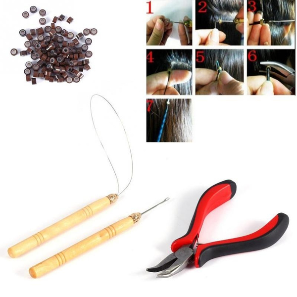 Hair Extension Plier Kit For Silicone Micro Rings Beads Loop Hook