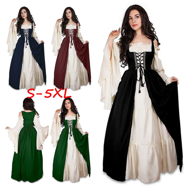 Women Vintage Medieval Renaissance Dress Cosplay Costume Princess Gothic Dress