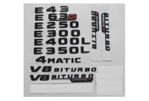 Gloss Black E350 Rear Emblem Boot Badge Letter Number Sticker Compatible For E Class W210 W211 W212