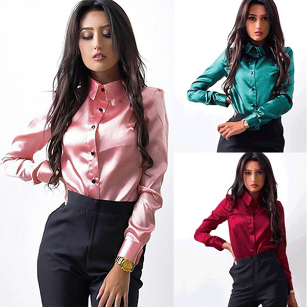 Ladies silk satin blouses online