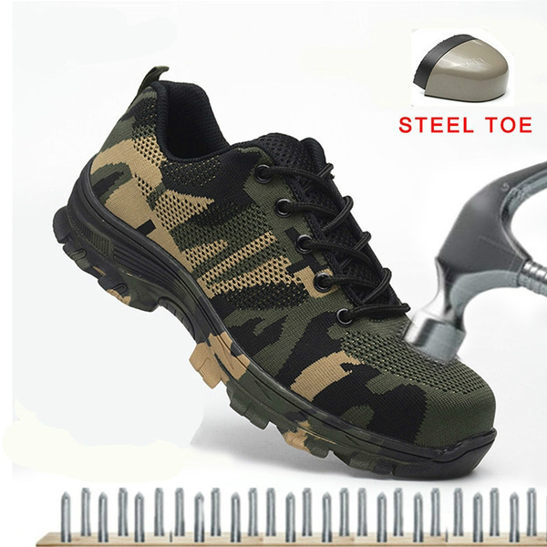 Men Air Mesh Steel Toe Cap Work Safety Shoes Breathable Working Boots Puncture Proof Protective