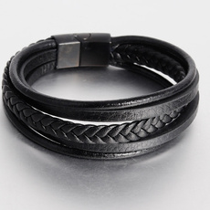 black bracelet, Steel, Men, Jewelry