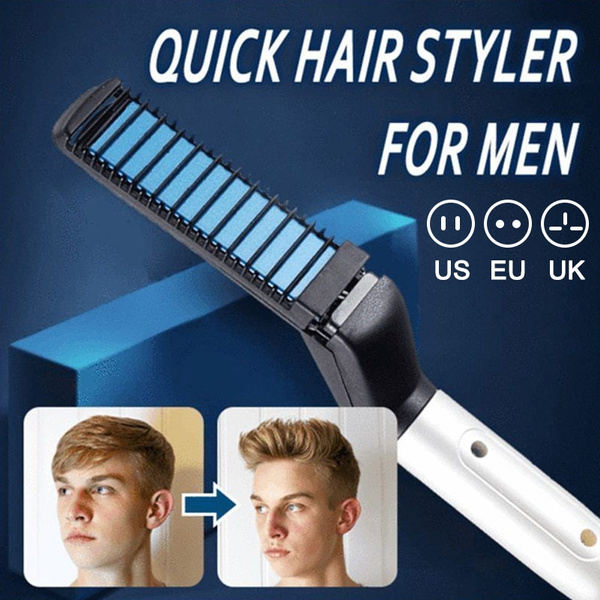 Professional Quick Hair Styler for Men Curling Iron Side Straighten Salon  Hairdressing Comb | Wish