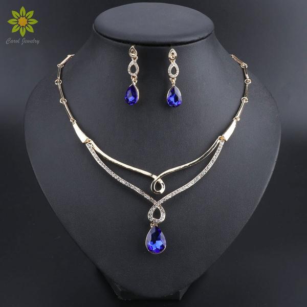 Royal blue deals necklace and earrings