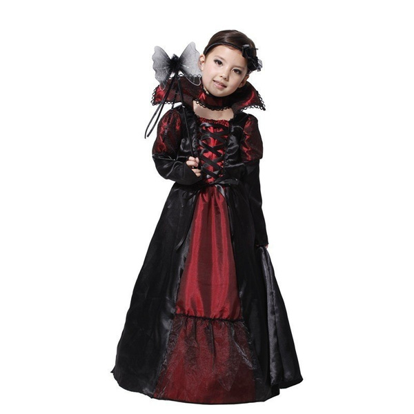 Kinder Mädchen Fasching Kostüm Hexe Vampir Medieval Karneval Cosplay Kleider Neu