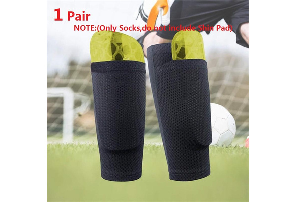 1 Pair Soccer Protective Socks With Pocket Shin Shield Pads Leg Sleeves Support 