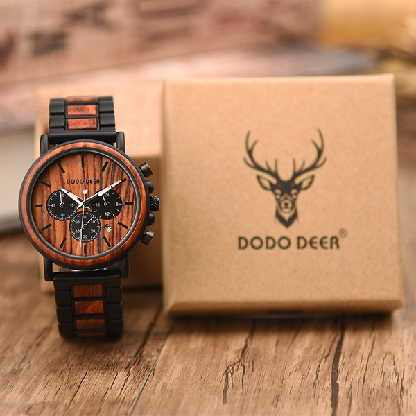 Amazon.co.jp: DODO DEER D05 Men's Wooden Watch, Japanese Quartz Analog,  Chronograph, Date Display, Luminous Index, Wooden Gift Box, Business,  Stylish, Casual, Premium Handmade Wood Watch, Black, Bracelet Type :  Clothing, Shoes &