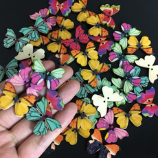 50pcs Handmade Butterflies Wooden Buttons with 2 Holes DIY Christmas Decor Sewing Scrapbooking