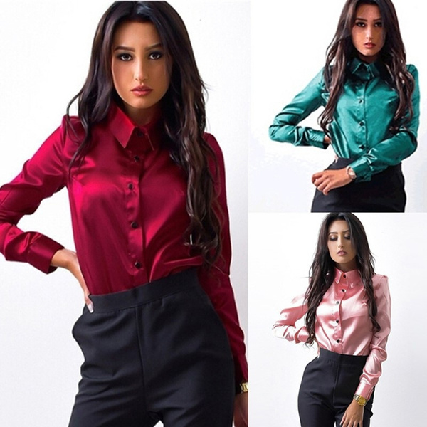 satin silk blouses shirts