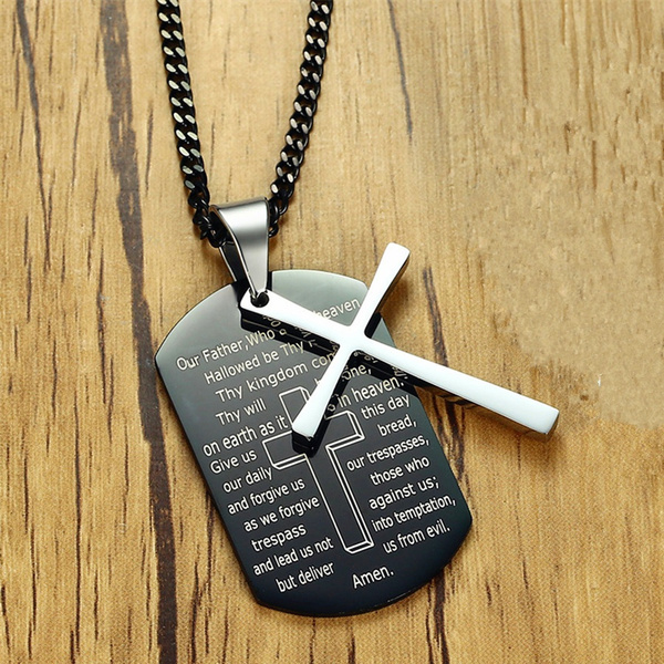 Men's Personalized Military Dog Tag Pendant Necklace Stainless Steel 