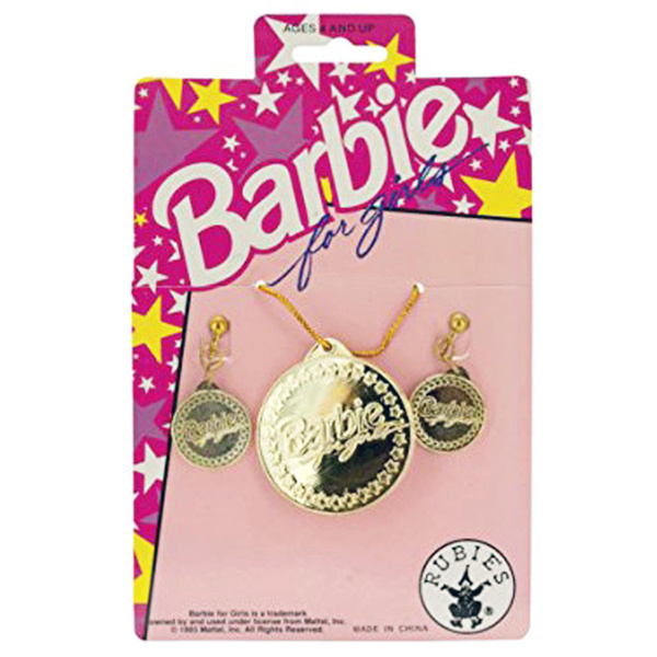 Barbie for Girls Gold Earrings Necklace Set Pretend Play Dress Up