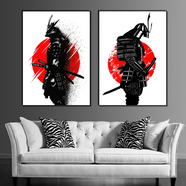 black and white and red painting