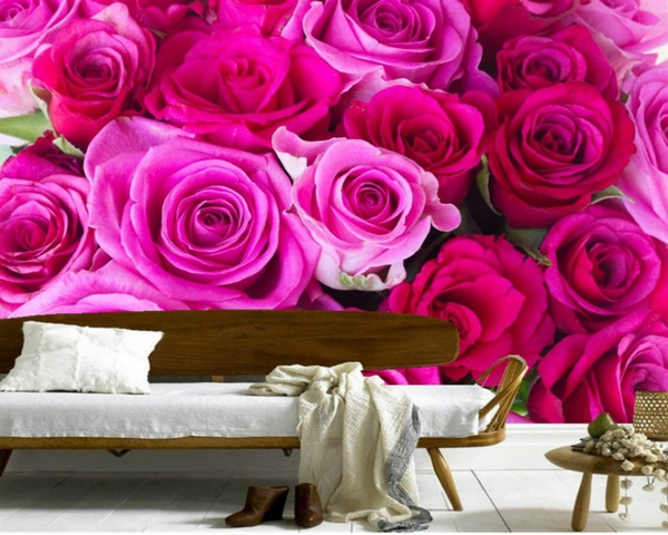 Beautiful custom mural papel de parede,Roses Closeup Pink color Flowers ...