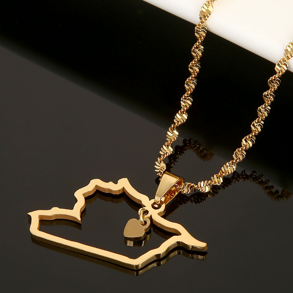 SWAOOS Stainless Steel Syria Map Pendant Necklaces Syrians Map Charm Jewelry SWAOOS Stainless Steel Syria Map Pendant Necklaces Syrians Map Charm Jewelry