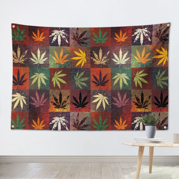Marijuana Leaf Flags Cannabis Weed Poster Flags Reefer Grass Tapestry 36" X 24" 