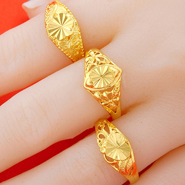 New Arrival 24k Yellow Gold Ring Women 3d Gold Bow Ring 0.50g - Rings -  AliExpress