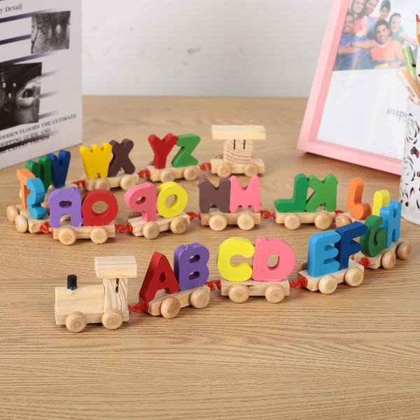 wooden train alphabet letters