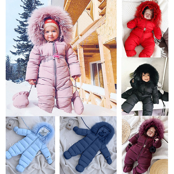 Kids Baby Toddler and Newborn Winter Warm Down Coat and Jacket Hooded Coat with Zipper Solid Color Jumpsuit Long Sleeve Children Boy and Girl Down