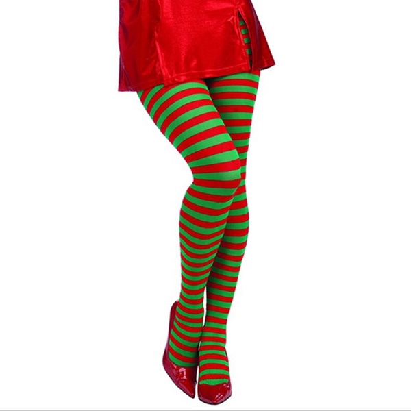 Elf Tights Striped Red Green Christmas 