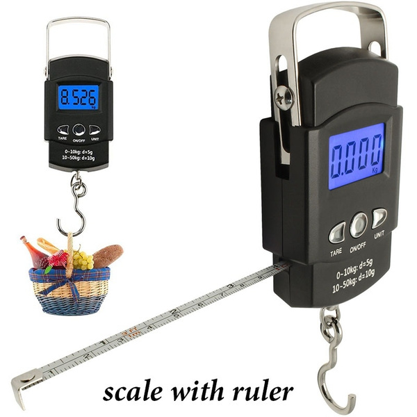 50Kg Digital Scale Travel Fish Luggage Postal Hanging Hook Electronic  Weighing Scale With Measuring Ruler