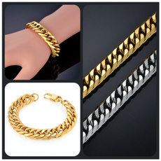 Steel, Fashion, Chain bracelet, gold